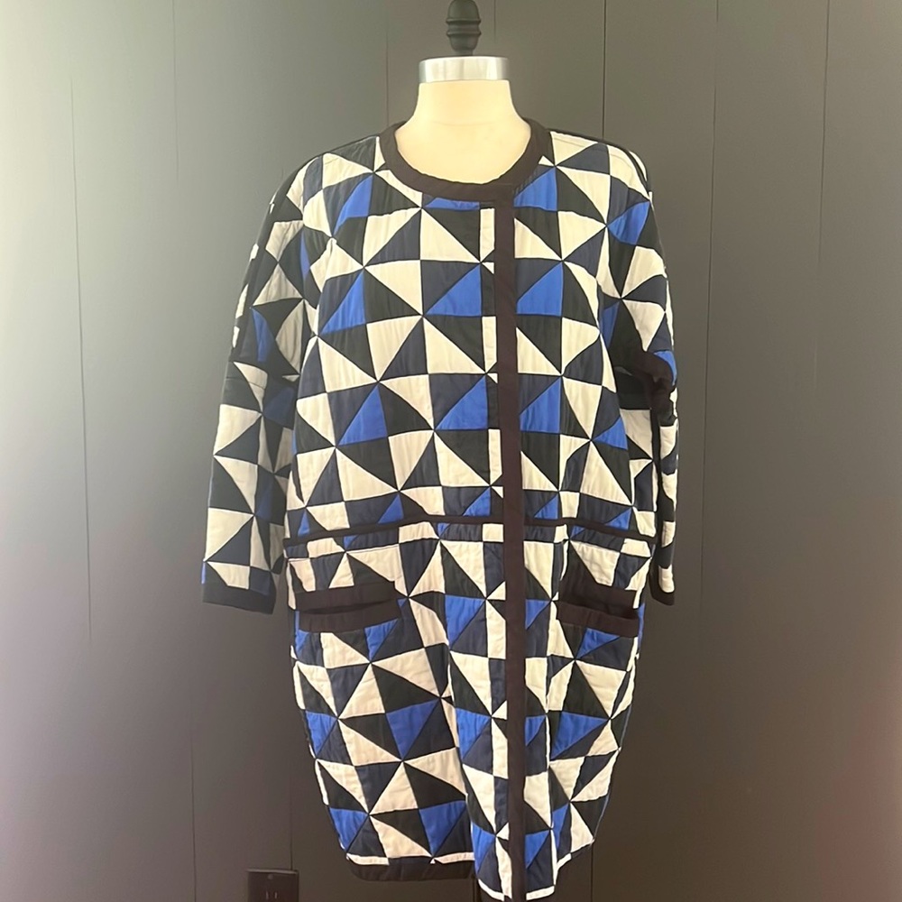 Isabel Marant Etoile, size 34 or 36 fr, Blue/ Cream/ Blk quilted jacket